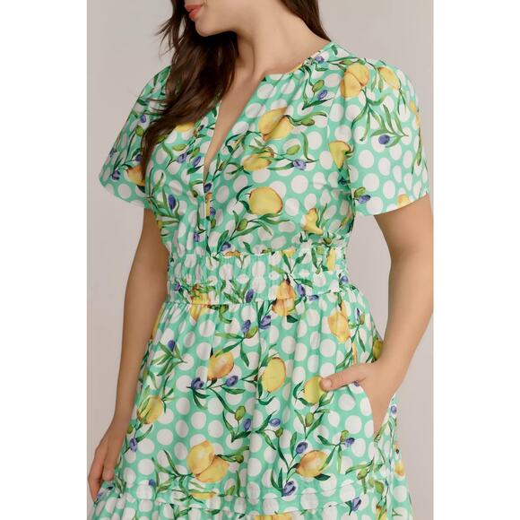nwt by ANTHRPOLOGIE sz 3X Somerset Maxi Dress: Lemons Motif - Picture 2 of 5
